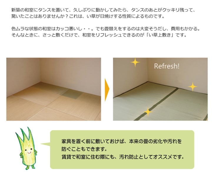 純国産 い草 上敷き カーペット 双目織 『草津』 本間3畳(約191×286cm) 【メーカー直送商品】☆