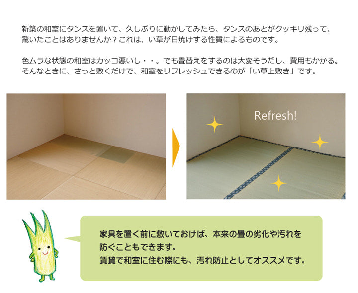 純国産 い草 上敷き カーペット 双目織 『ほほえみ』 三六間8畳(約364×364cm) 【メーカー直送商品】☆