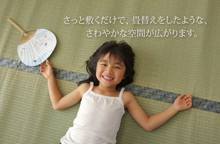純国産 い草 上敷き カーペット 糸引織 『柿田川』 江戸間6畳(約261×352cm) 【メーカー直送商品】☆