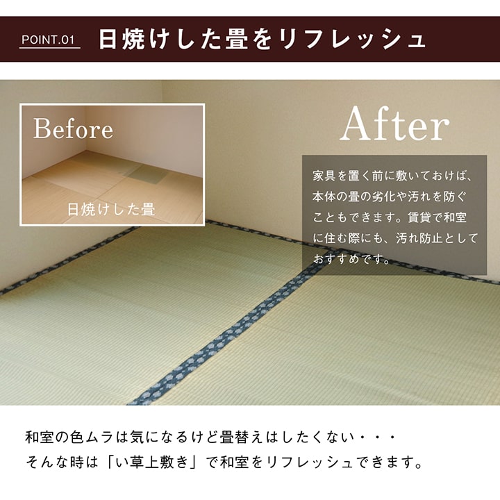 純国産 い草 上敷き はっ水 カーペット 双目織 江戸間4.5畳(約261×261cm) 【メーカー直送商品】☆