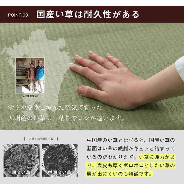 純国産 い草 上敷き はっ水 カーペット 双目織 江戸間4.5畳(約261×261cm) 【メーカー直送商品】☆