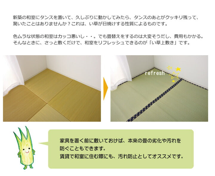 い草 上敷き い草上敷 はっ水 カーペット 無地 『撥水 湖水』 江戸間4.5畳(約261×261cm) 【メーカー直送商品】☆