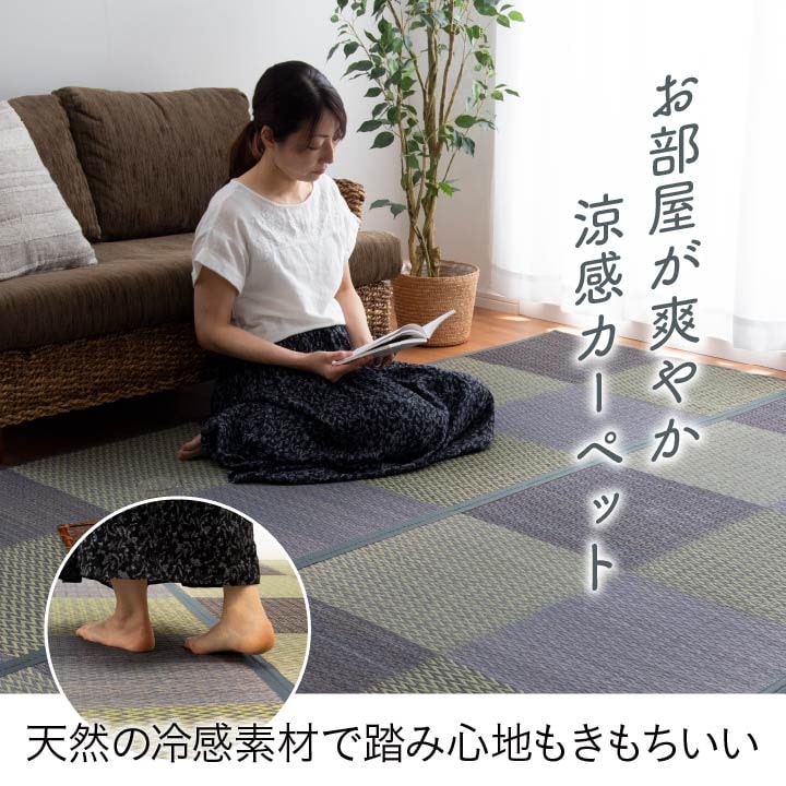 い草ラグ 花ござ カーペット ラグ 2畳 格子柄 市松柄 『DXピーア』 本間2畳 (約191×191cm) 裏:不織布 【メーカー直送商品】☆