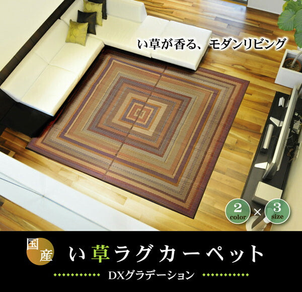 純国産 袋三重織 い草ラグカーペット 『DXグラデーション』 約191×191cm(裏:不織布) 【メーカー直送商品】☆