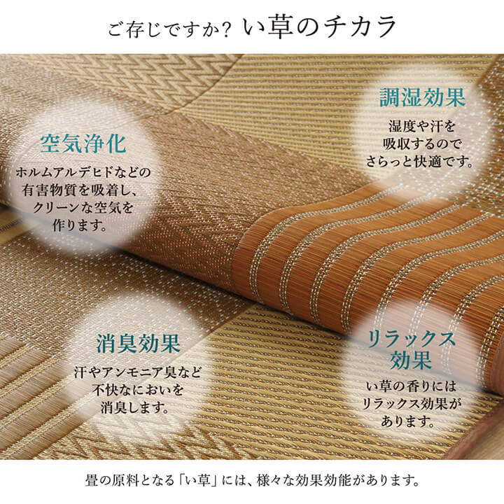 ラグ い草 国産 純国産 日本製 モダン 抗菌防臭 自然素材 パッチワーク 不織布 約191×300cm 【メーカー直送商品】☆