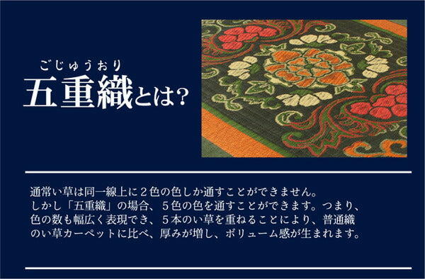 純国産 袋五重織い草マット 『華紋草』 約88×150cm(裏:不織布) 【メーカー直送商品】☆