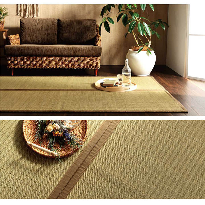 日本製 国産 純国産 沖縄ビーグ ラグ い草 約130×200cm (裏:不織布) 【メーカー直送商品】☆