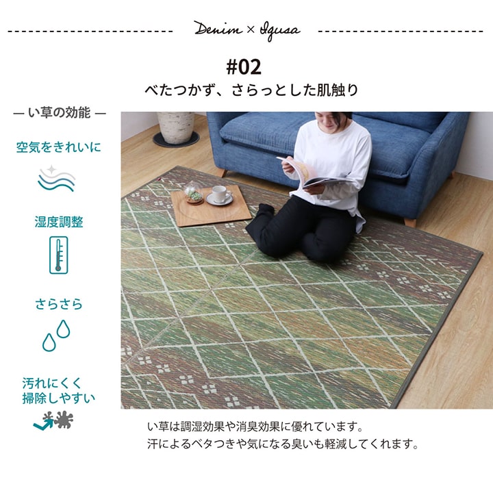ラグ 日本製 カイハラデニム い草 D-STYLE『Fエレナ』約95×190cm【メーカー直送商品】