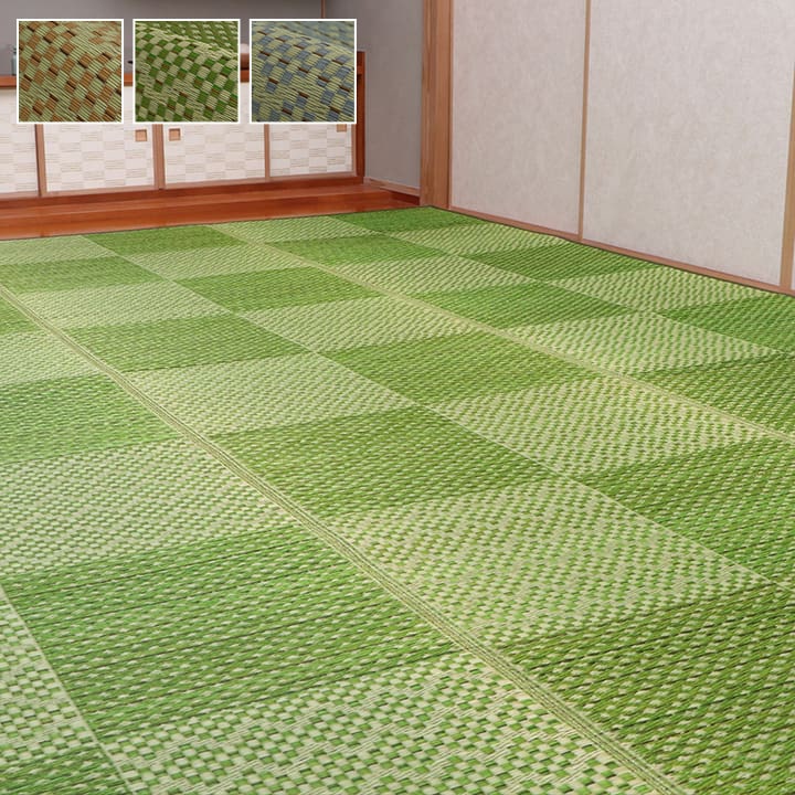 ラグ 国産 純国産 日本製 小林製薬 持続性抗菌剤 KOBA-GUARD 制菌 抗菌防臭 夏 い草 市松 モダン 滑り止め 不織布 約191×250cm 【メーカー直送商品】☆