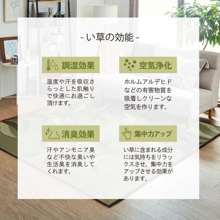 い草ラグ 消臭 カーペット 長方形 リーフ 約191×300cm (裏:不織布) 滑りにくい加工 【メーカー直送商品】☆