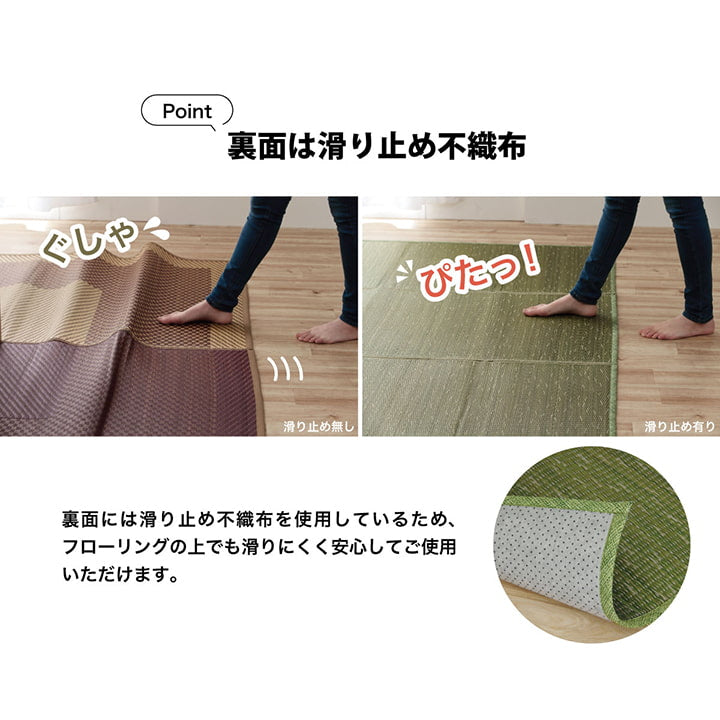 ラグ 小林製薬 持続性抗菌剤 KOBA-GUARD 制菌 抗菌防臭 滑り止め 不織布 夏 い草 グラデーション 約126×190cm 【メーカー直送商品】☆