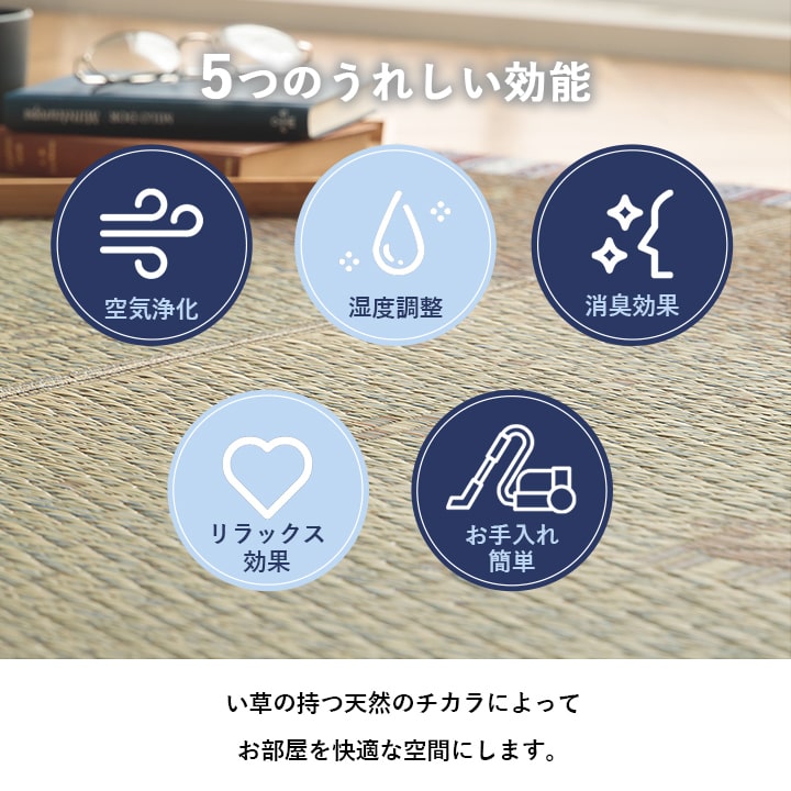 い草ラグ カーペット夏用 自然素材 節電 快適 インテリア ギャベル柄 シンプル おしゃれ おすすめ 湿度調節 消臭効果 お手入れ簡単 約180×180cm 【メーカー直送商品】☆