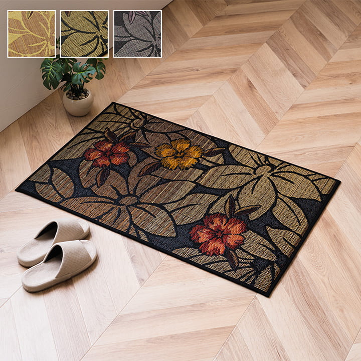 玄関マット 日本製 い草 花柄 約70×120cm【メーカー直送商品】