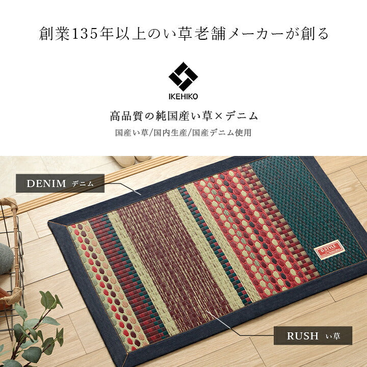 国産 い草玄関マット 袋織 デニム『Fラルフ』約60×90cm【メーカー直送商品】