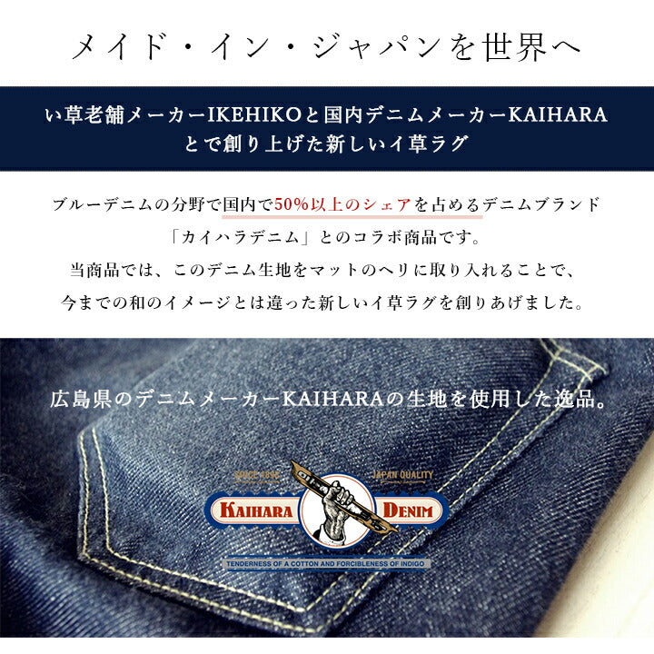 国産 い草玄関マット 袋織 デニム『Fラルフ』約70×120cm【メーカー直送商品】
