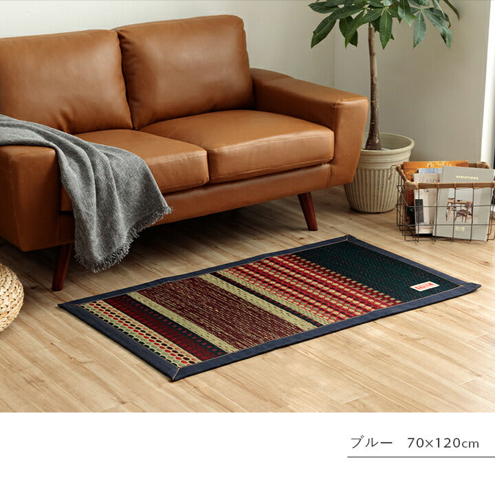 国産 い草玄関マット 袋織 デニム『Fラルフ』約60×90cm【メーカー直送商品】