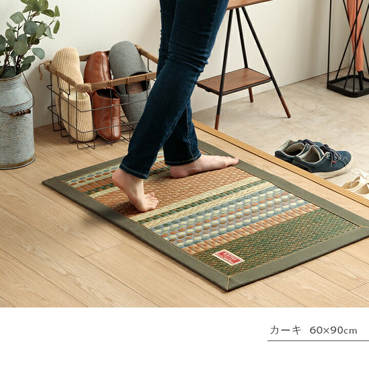 国産 い草玄関マット 袋織 デニム『Fラルフ』約70×120cm【メーカー直送商品】