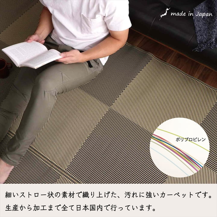 洗える ござ 日本製 国産 カーペット 丈夫 除菌スプレー対応 敷詰 ラグ 敷物 ナチュラルスタイル アウトドア レジャー ペット 江戸間8畳(約348×352cm) 【メーカー直送商品】☆