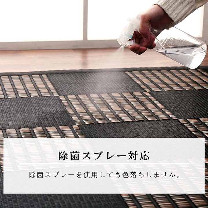 洗える カーペット ダイニング ラグ 敷詰 丈夫 日本製 国産 除菌スプレー対応 モダン 市松 ござ アウトドア ペット 江戸間8畳(約348×352cm) 【メーカー直送商品】☆