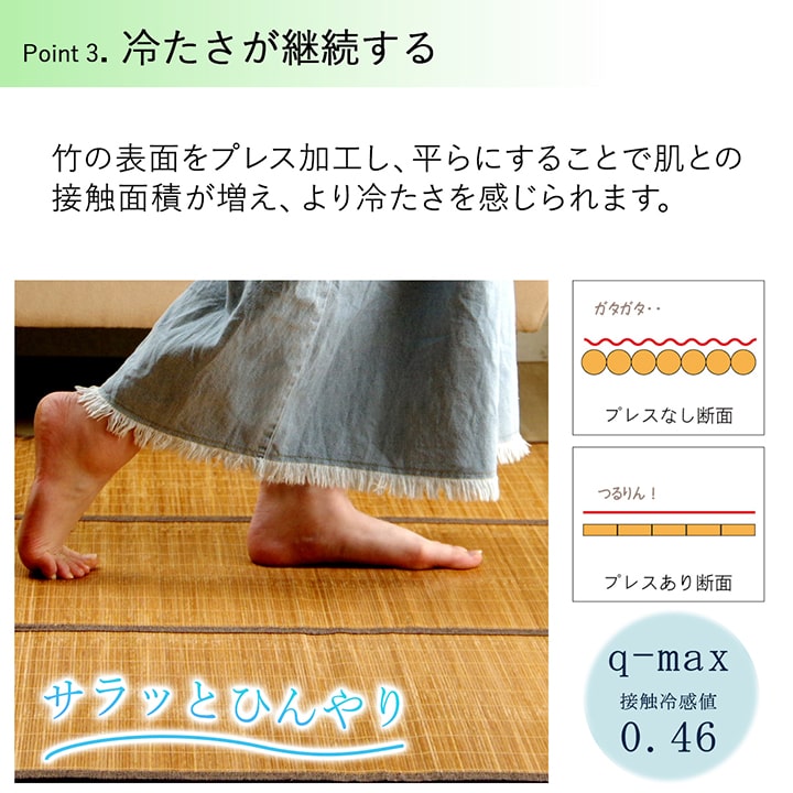 バンブー 竹 ラグ カーペット 裏地付き 天然素材 丈夫 抗菌防臭 消臭 お手入れ お掃除 簡単 冷感 冷たい 夏 ひんやり 約120×180cm 【メーカー直送商品】☆