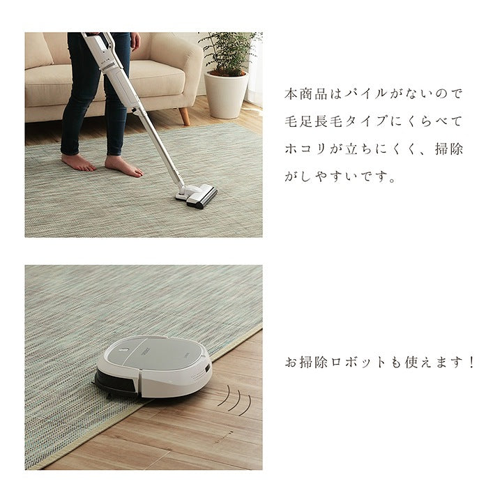 ラグ バンブー 竹 グラデーション 抗菌防臭 消臭 夏 オールシーズン 滑り止めシート付き 約190×190cm 【メーカー直送商品】☆