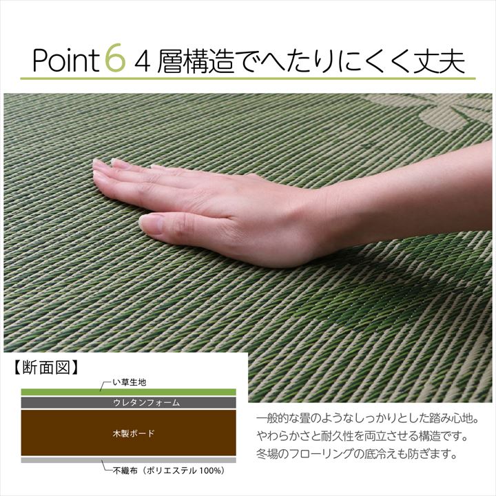 国産 い草 日本製 置き畳 ユニット畳 簡単 和室 デザイン アレンジ オリジナル リーフ 約82×82cm 4P 4枚組 【メーカー直送商品】☆