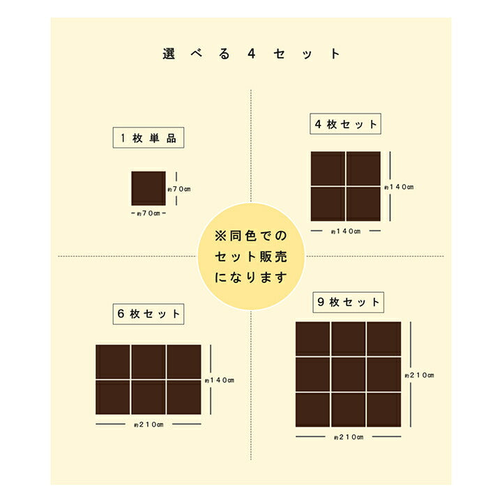 日本製 水拭きできる ポリプロピレン 置き畳 ユニット畳 シンプル 約70×70cm 9P (同色9枚組) 【メーカー直送商品】☆
