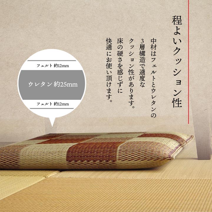 日本製 い草 座布団 クッション ブロック柄 2枚組 約55×55cm 【メーカー直送商品】☆