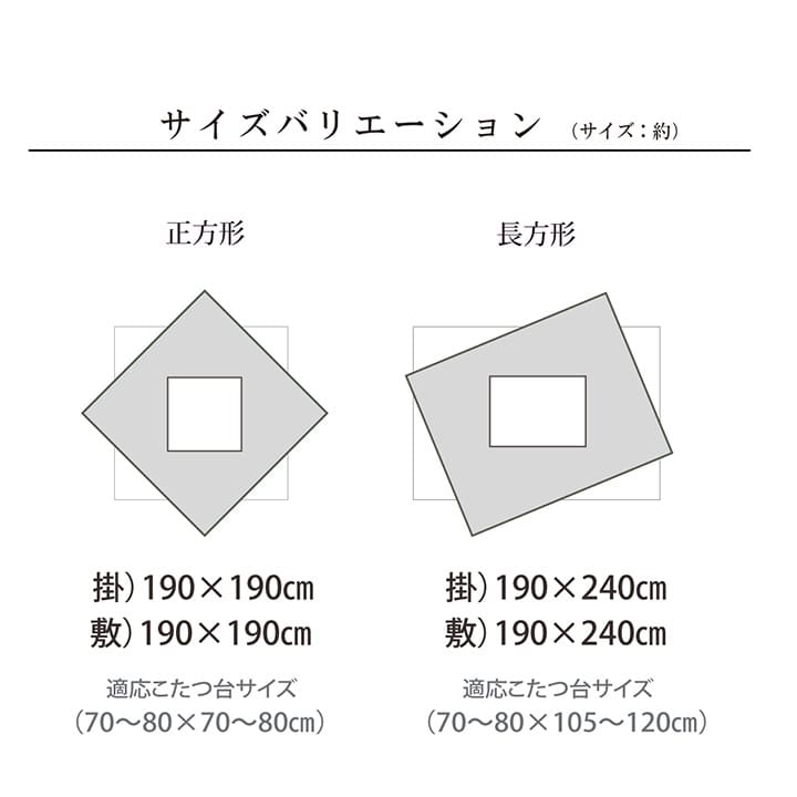 こたつ布団 掛敷セット 正方形 リーフ柄 約190×190cm 【メーカー直送商品】☆