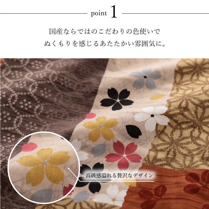 日本製 こたつ布団 こたつ厚掛敷 セット 和柄 正方形 約 205×205cm 【メーカー直送商品】☆