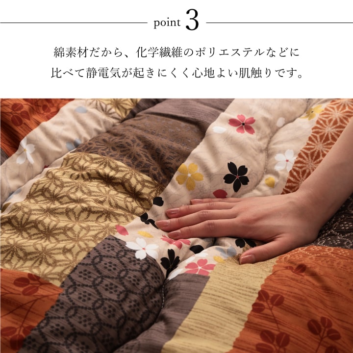 日本製 こたつ布団セット 和柄 長方形 約205×245cm【メーカー直送商品】