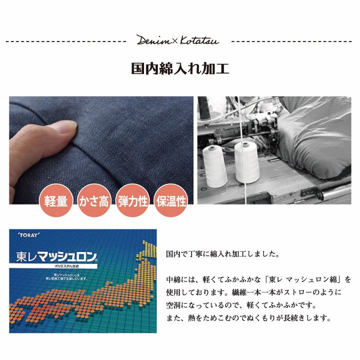 こたつ布団 長方形 デニム 約190×240cm【メーカー直送商品】