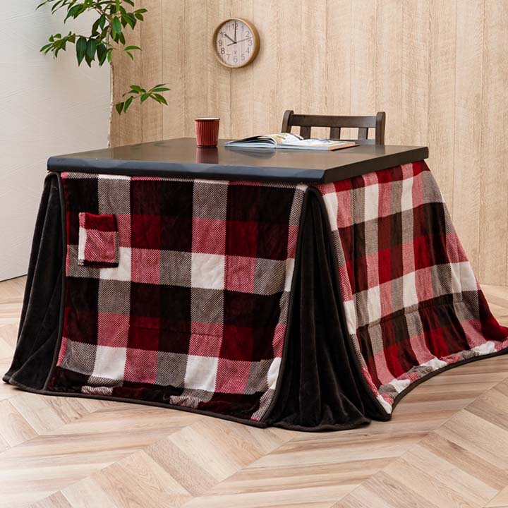 こたつ布団 正方形 ダイニング用 高脚用 チェック柄 『ジャーナル ハイタイプ』 約235×235cm 【メーカー直送商品】☆