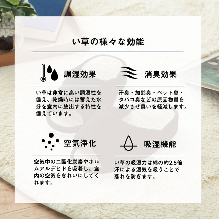 スリッパ ルームシューズ シンプル い草 消臭 コンフォート 前あき 通年 Mサイズ 室内 自宅 オフィス 来客 在宅勤務 夏 【メーカー直送商品】☆
