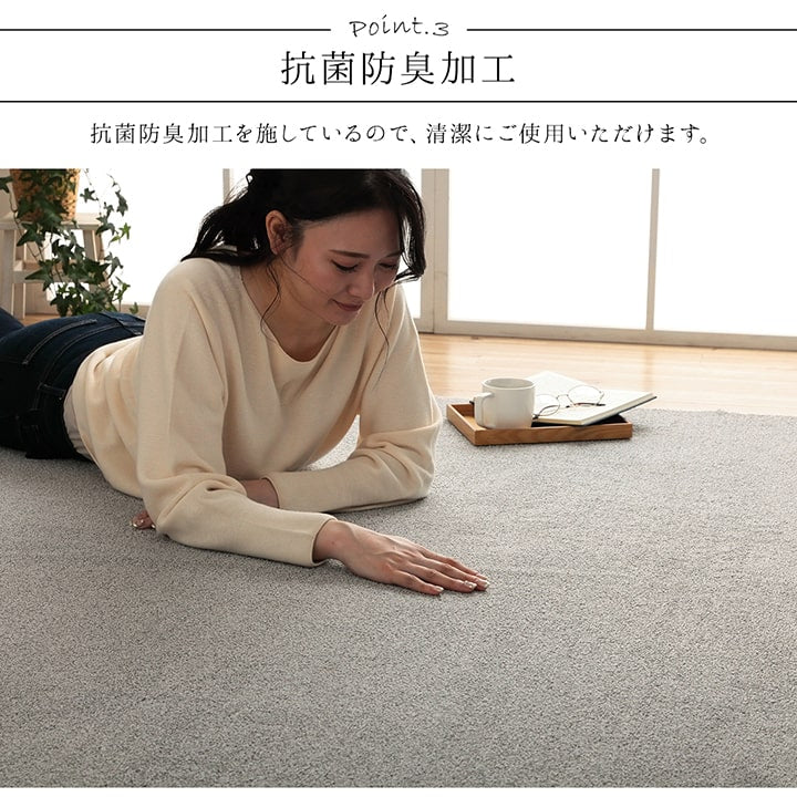 ラグ 正方形 手洗い ループパイル 高級感 おしゃれ 抗菌防臭 オーバーロック 滑りにくい加工 約2畳 約185×185cm 床暖房 ホットカーペット対応 【メーカー直送商品】☆
