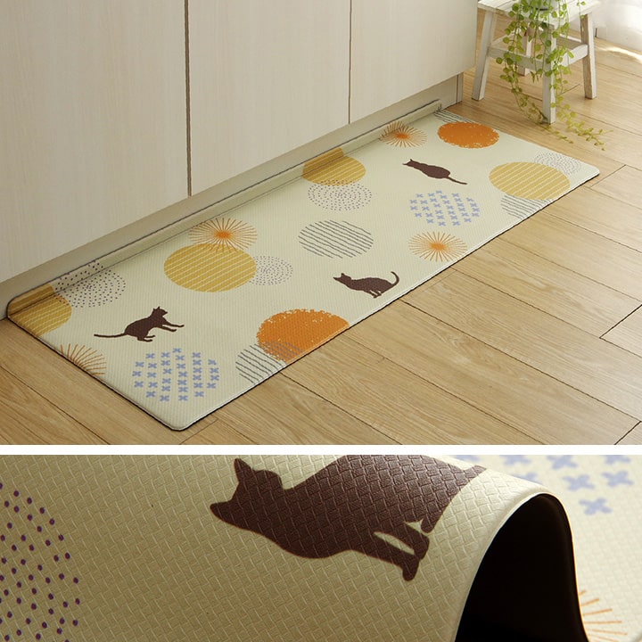 キッチンマット PVC使用 アニマル柄 約45×180cm【メーカー直送商品】