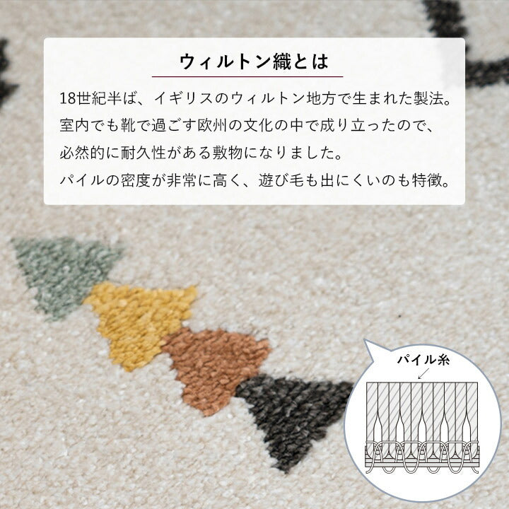 玄関 マット トルコ製 ウィルトン 織り 民族柄 エスニック モダン シンプル ナチュラル 立体感 抗菌防臭 消臭 丈夫 へたりにくい 1年中 ソファー前用 ベッドサイド用 約50×80cm 【メーカー直送商品】☆