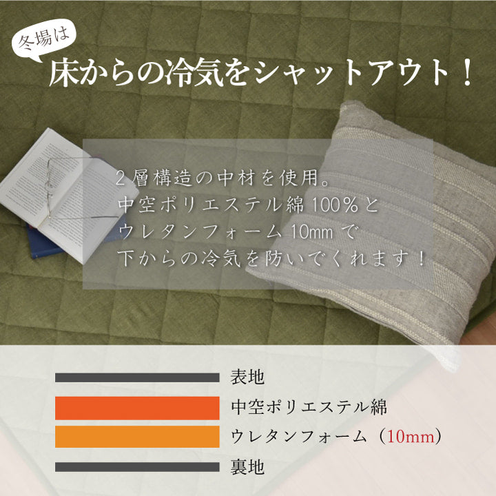 こたつ敷き布団 キルトラグ ラグ カーペット 2畳 先染め 約190×190cm(ホットカーペット対応) 【メーカー直送商品】☆