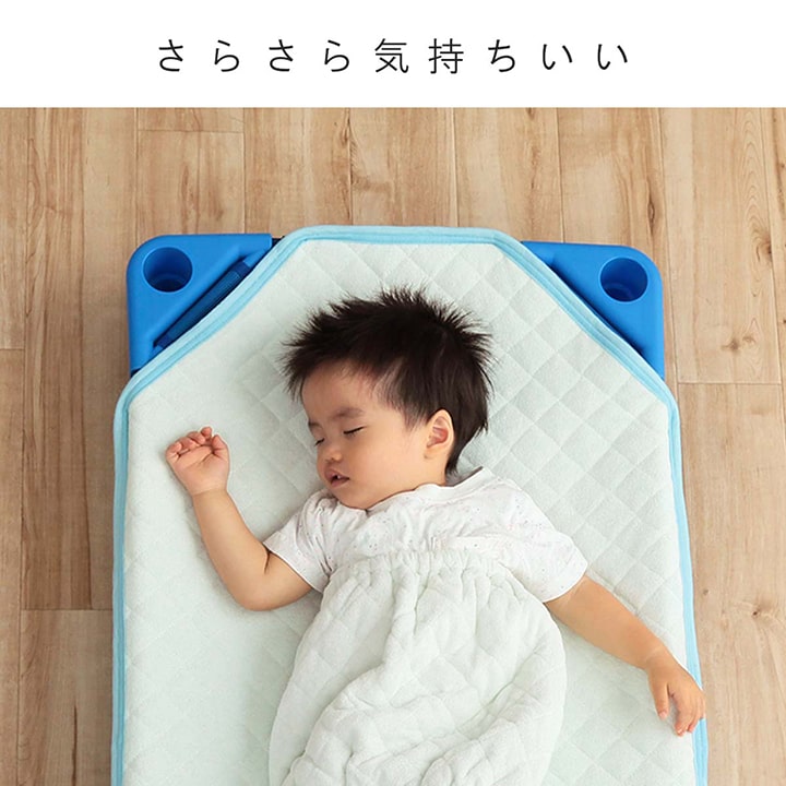 敷きパッド コット専用 保育園 キッズ ジュニア 綿100% 四隅ゴムバンド付 ズレない 洗える 洗濯機丸洗い 優しいタオル地 約58×101cm 全2色 【同梱不可】【メーカー直送商品】