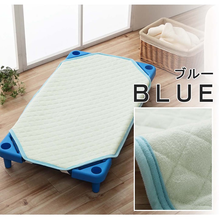 敷きパッド コット専用 保育園 キッズ ジュニア 綿100% 四隅ゴムバンド付 ズレない 洗える 洗濯機丸洗い 優しいタオル地 約58×101cm 全2色 【同梱不可】【メーカー直送商品】