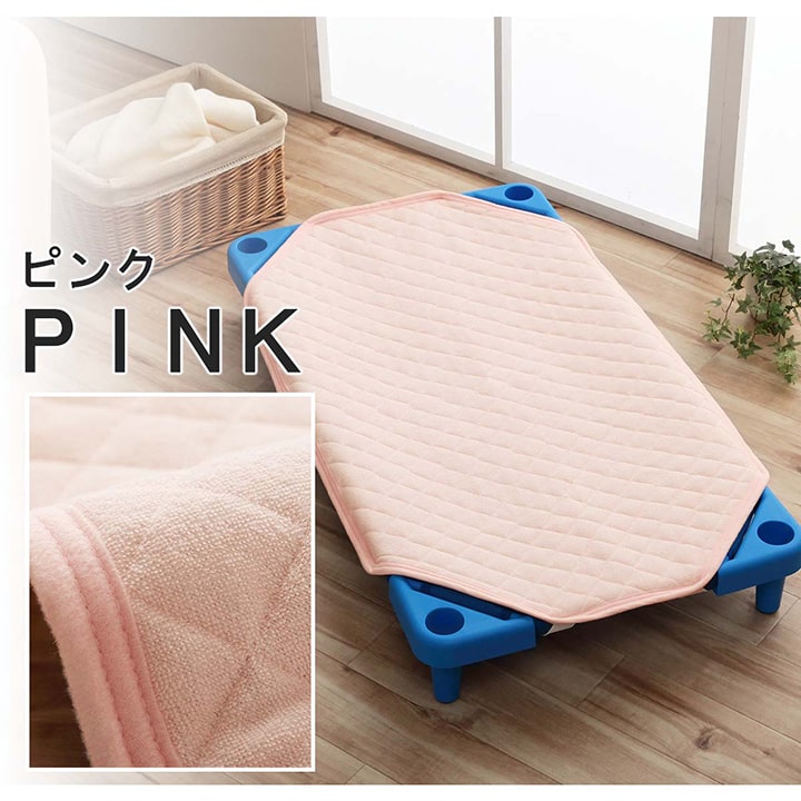 敷きパッド コット専用 保育園 キッズ ジュニア 綿100% 四隅ゴムバンド付 ズレない 洗える 洗濯機丸洗い 優しいタオル地 約58×101cm 全2色 【同梱不可】【メーカー直送商品】