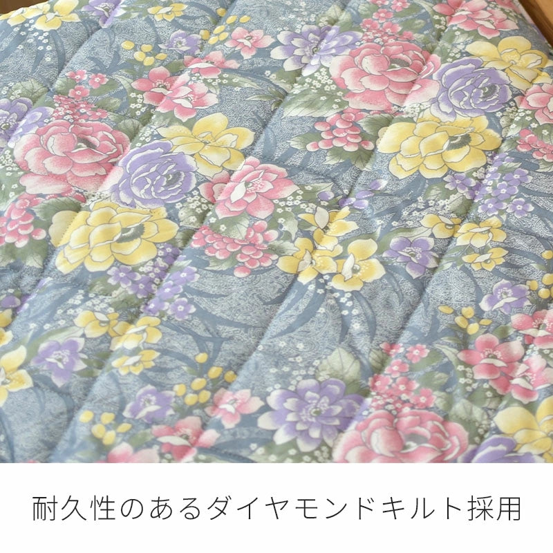 羊毛三層敷布団 花柄 シングル 日本製 3つ折り