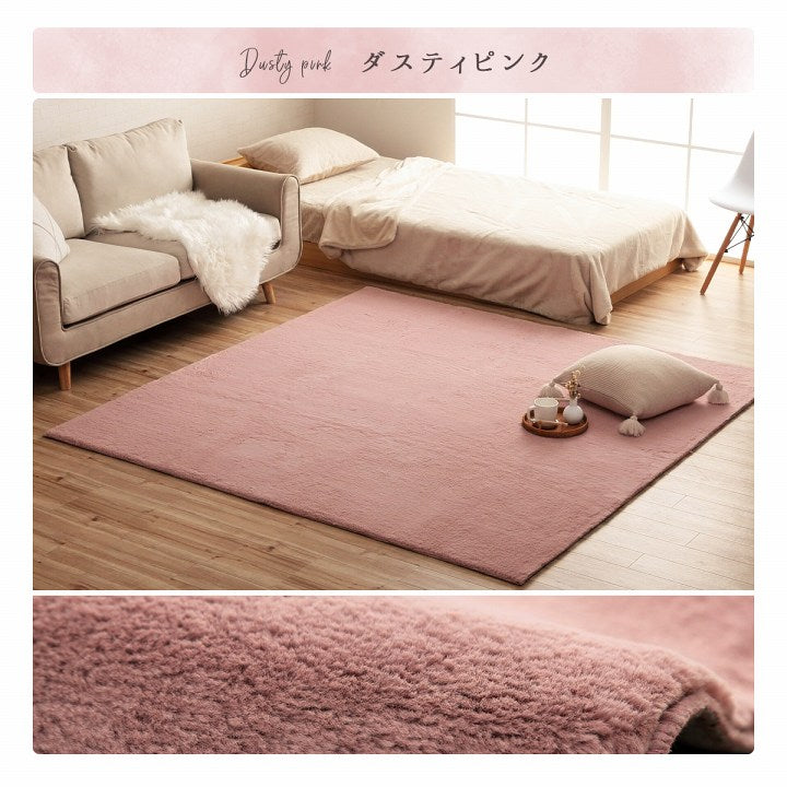 ラグマット ホットカーペット対応 ラピアス 約4畳 200×300cm 長方形 フェイクファー 洗える 抗菌防臭 床暖房対応 滑り止め付き 韓国 海外 大人かわいい 可愛い 秋冬用 ふわふわ ダスティ くすみカラー【メーカー直送商品】