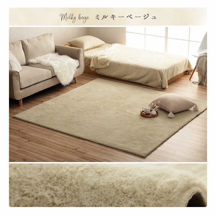 ラグマット ホットカーペット対応 ラピアス 約4畳 200×300cm 長方形 フェイクファー 洗える 抗菌防臭 床暖房対応 滑り止め付き 韓国 海外 大人かわいい 可愛い 秋冬用 ふわふわ ダスティ くすみカラー【メーカー直送商品】