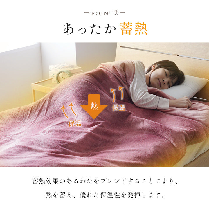 毛布 蓄熱わた入り 再生ポリエステル綿 肌触りなめらか ボリューム あったか オーロラ 洗える 清潔 シングルサイズ 140×200cm グラデーションカラー 二枚合せ【同梱不可】【メーカー直送商品】