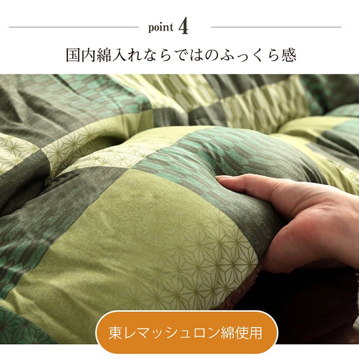 こたつ布団 正方形 単品 市松模様 約205×205cm【メーカー直送商品】
