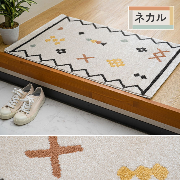 玄関マット ウィルトン織り 民族柄 約70×120cm【メーカー直送商品】