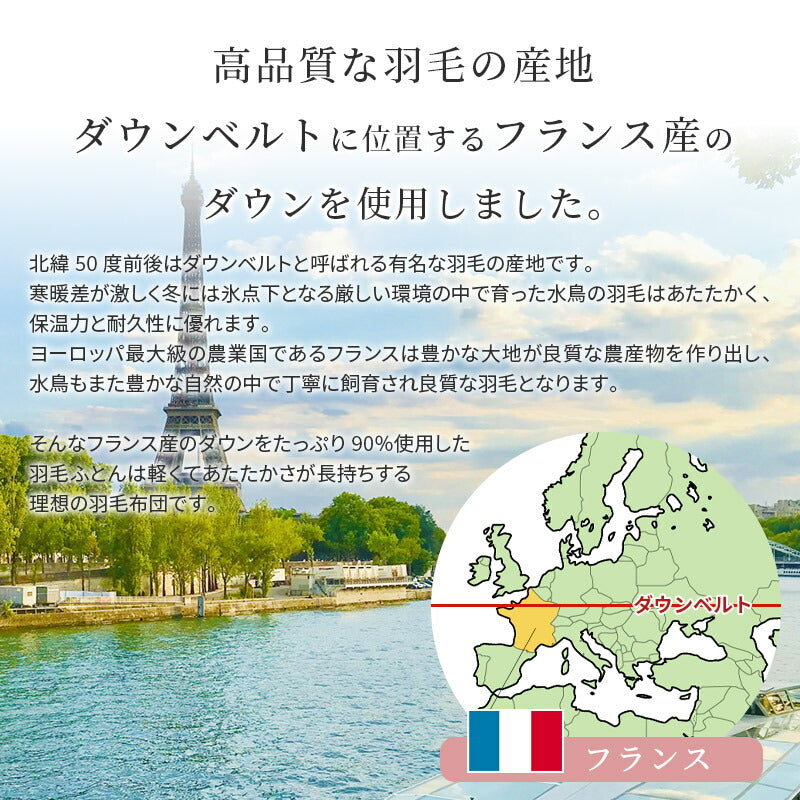 西川 フランス産ダウン90% カバー・不要布団回収サービス・収納ケース付き 日本製 シングル 羽毛布団 高品質 増量1.2kg ダウンパワー380DP以上 一人暮らし あったかい 西川株式会社 150×210cm 羽毛掛け布団