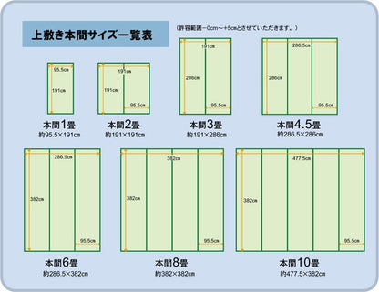 純国産 い草 上敷き カーペット 双目織 『草津』 本間8畳(約382×382cm） 【メーカー直送商品】☆