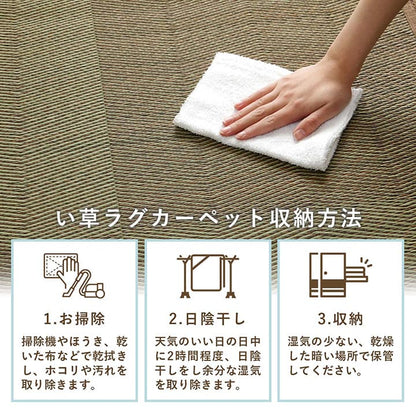 い草ラグ 花ござ カーペット 格子柄 ナチュラル シンプル 和室 抗菌防臭 消臭 お手入れ簡単 夏快適さらさら 江戸間6畳 (約261×352cm） 【メーカー直送商品】☆